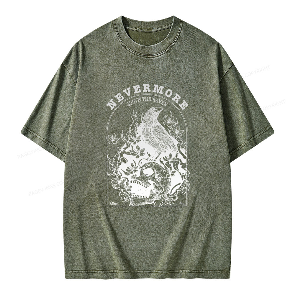 Pagewings Nevermore Quoth The Raven Unisex Washed T-shirt