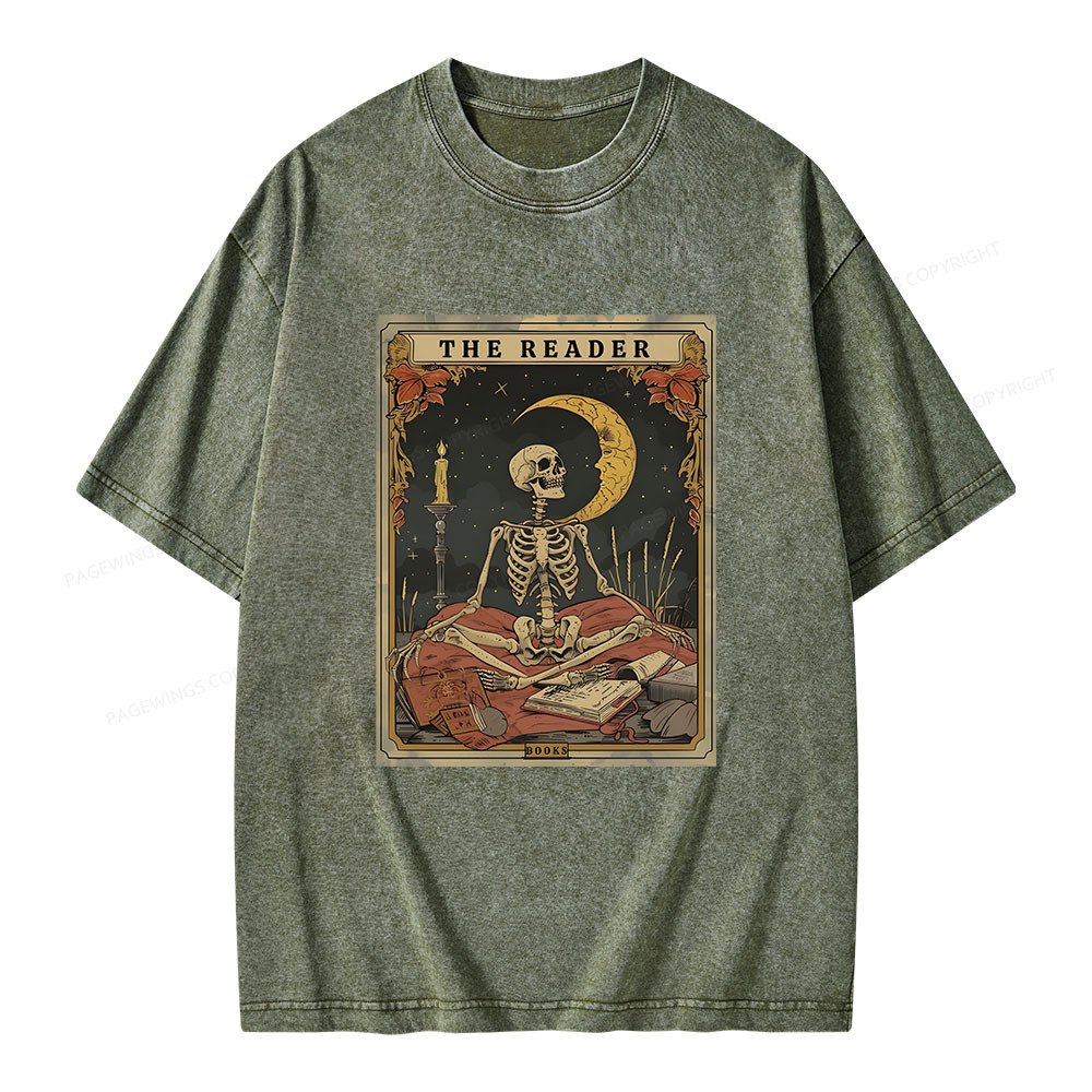 Pagewings The Reader Tarot Card Unisex Washed T-shirt