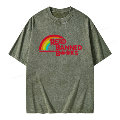 Pagewings Read Banned Books Unisex Washed T-shirt