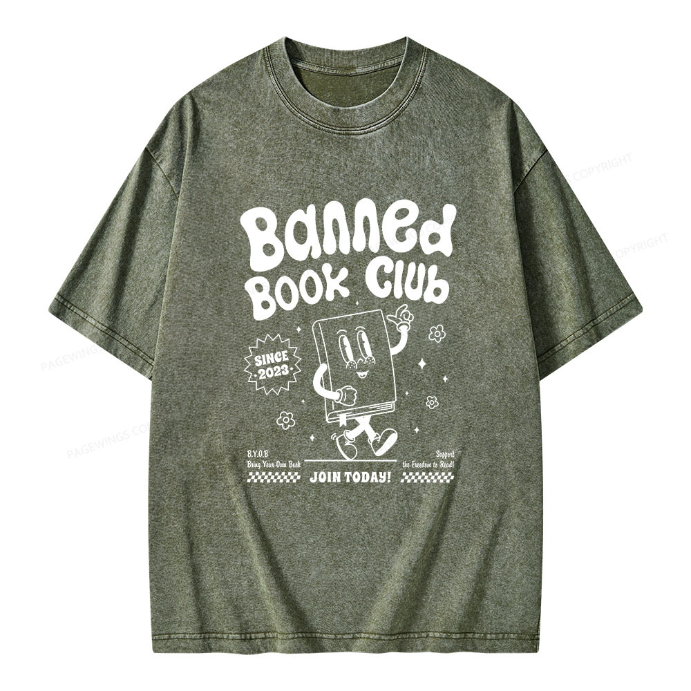 Pagewings Banned Book Club Unisex Washed T-shirt