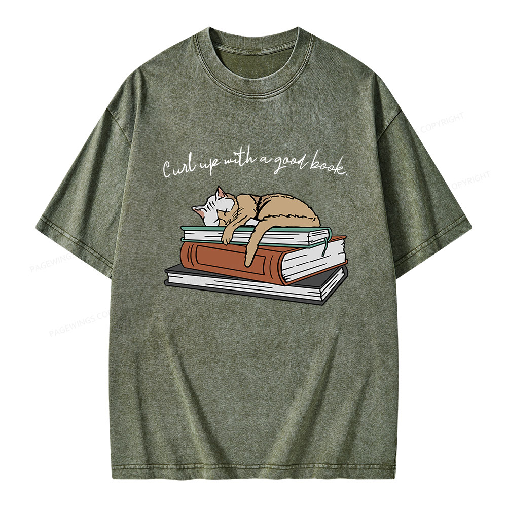 Pagewings Curl Up with a Good Book Unisex Washed T-shirt