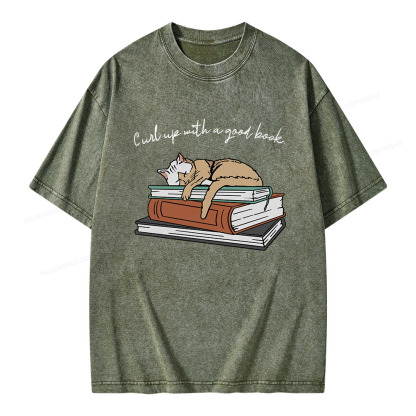 Pagewings Curl Up with a Good Book Unisex Washed T-shirt