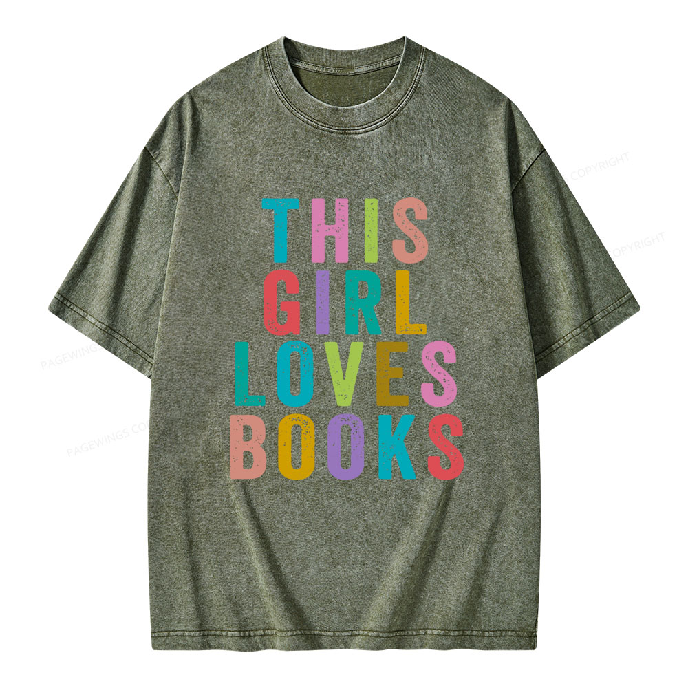 Pagewings This Girl Loves Books Unisex Washed T-shirt