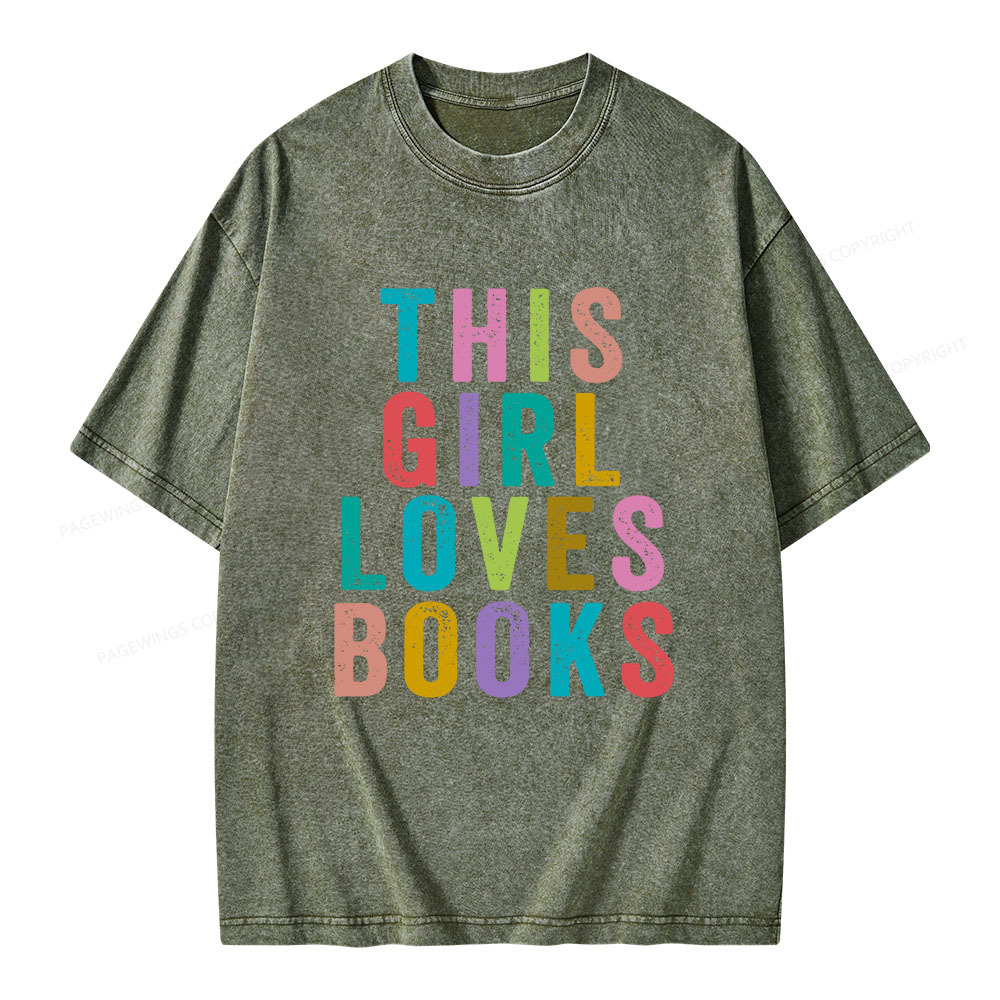 Pagewings This Girl Loves Books Unisex Washed T-shirt