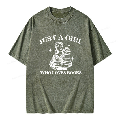 Pagewings Just A Girl Who Loves Books Unisex Washed T-shirt