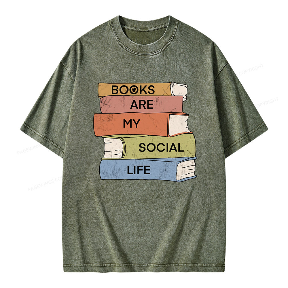 Pagewings Books Are My Social Life Unisex Washed T-shirt