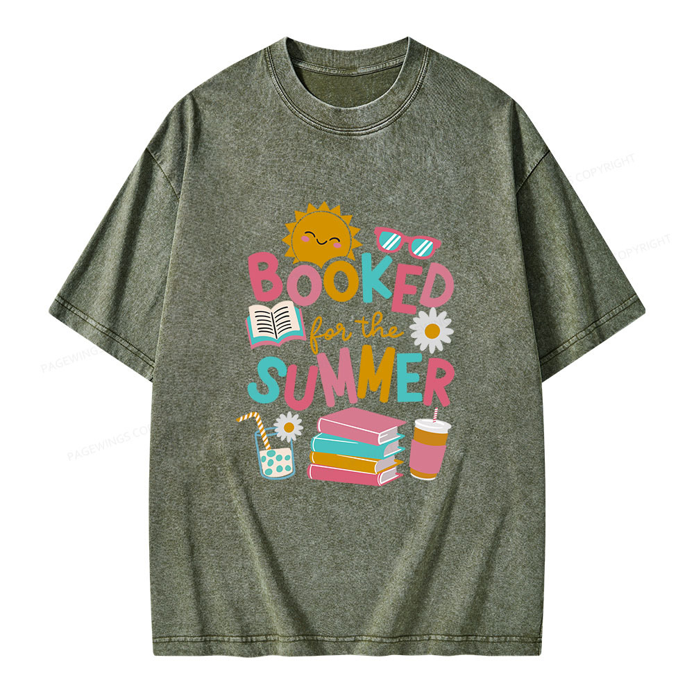 Pagewings Booked For The Summer Unisex Washed T-shirt