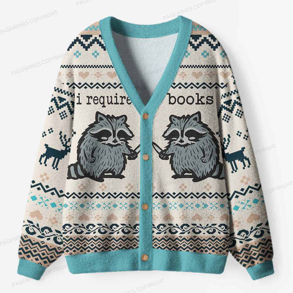 Pagewings I Require Books Unisex Ugly Cardigan Sweaters