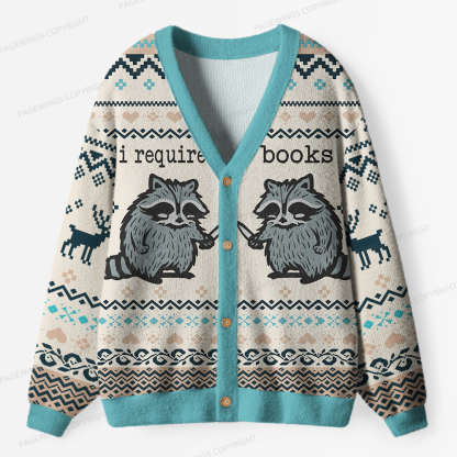 Pagewings I Require Books Unisex Ugly Cardigan Sweaters