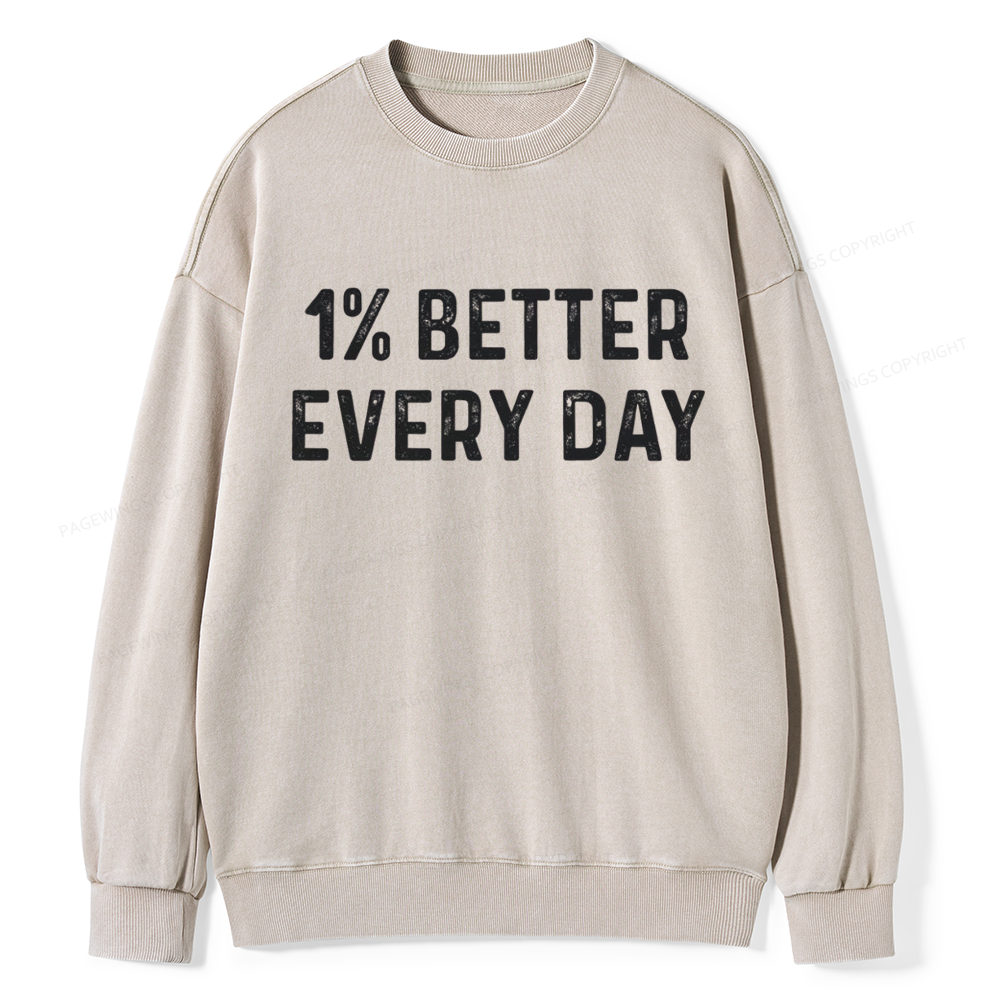 Pagewings 1% Better Every Day Unisex Washed Sweatshirt