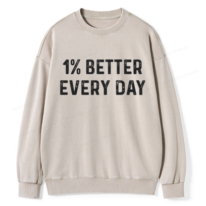 Pagewings 1% Better Every Day Unisex Washed Sweatshirt