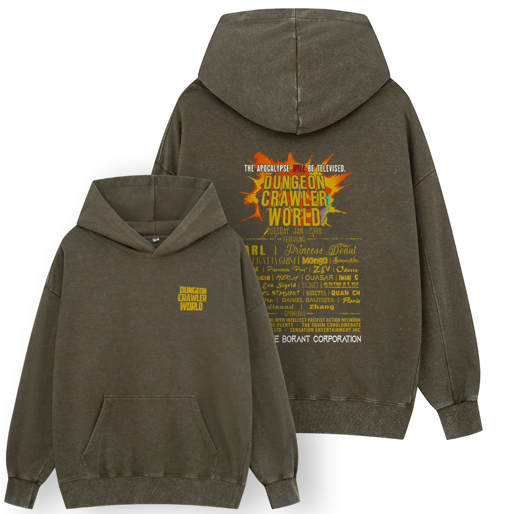 Pagewings Dungeon Crawler World Tour Unisex Washed Hoodie
