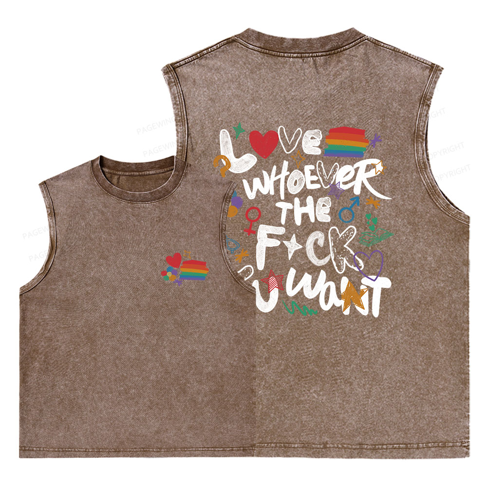 Pagewings Love Whoever The F*ck You Want Unisex Washed Tank Top
