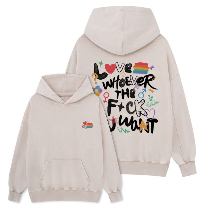 Pagewings Love Whoever The F*ck You Want Unisex Washed Hoodie