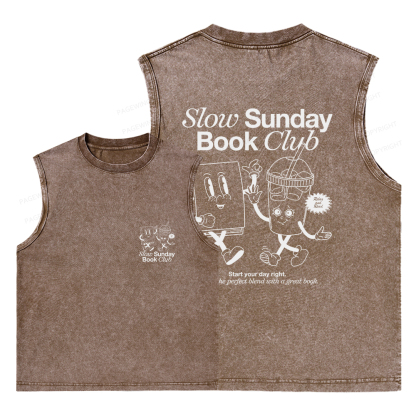 Pagewings Slow Sunday Book Club Unisex Washed Tank Top