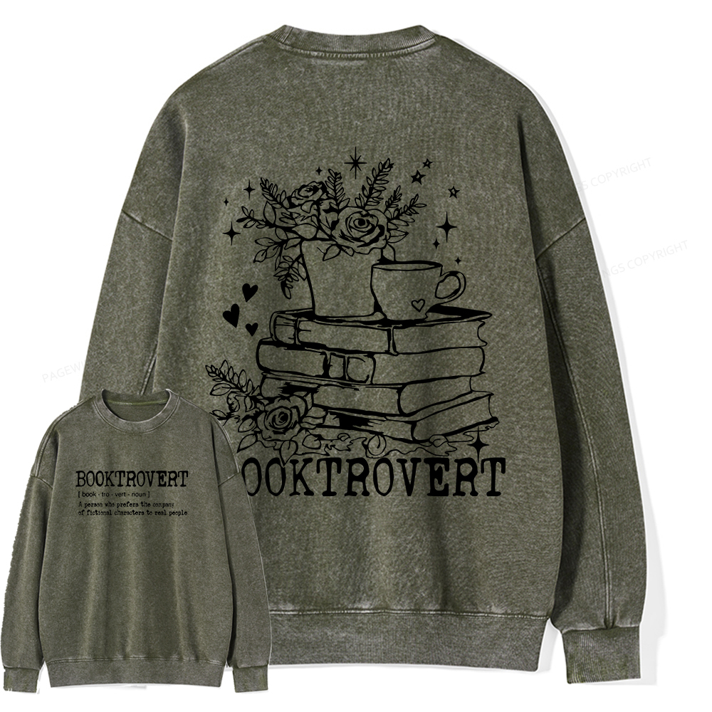 Pagewings Book Lover Gift Shirt, Teacher Crewneck, Reading Tee Unisex Washed Sweatshirt