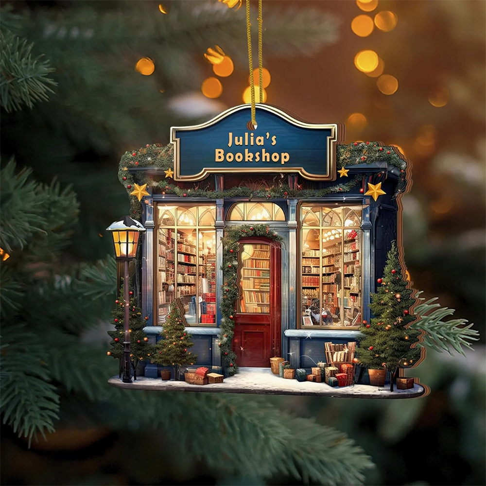 Pagewings Personalized Bookshop Wooden Wooden Ornament