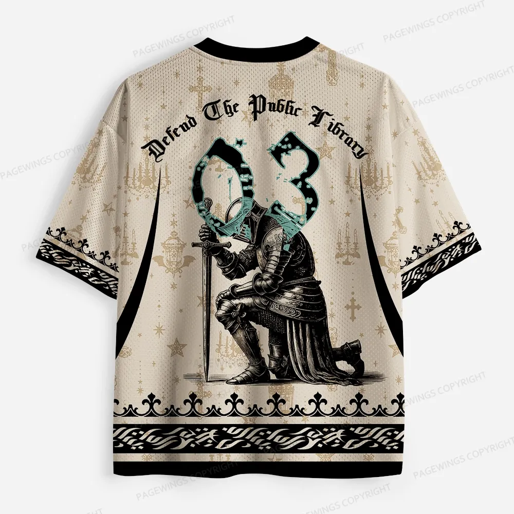 Pagewings Defend The Public Library Unisex Mesh Jersey