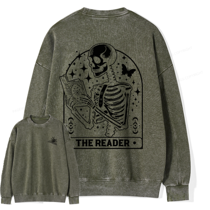 Pagewings The Reader Tarot Card Shirt Unisex Washed Sweatshirt