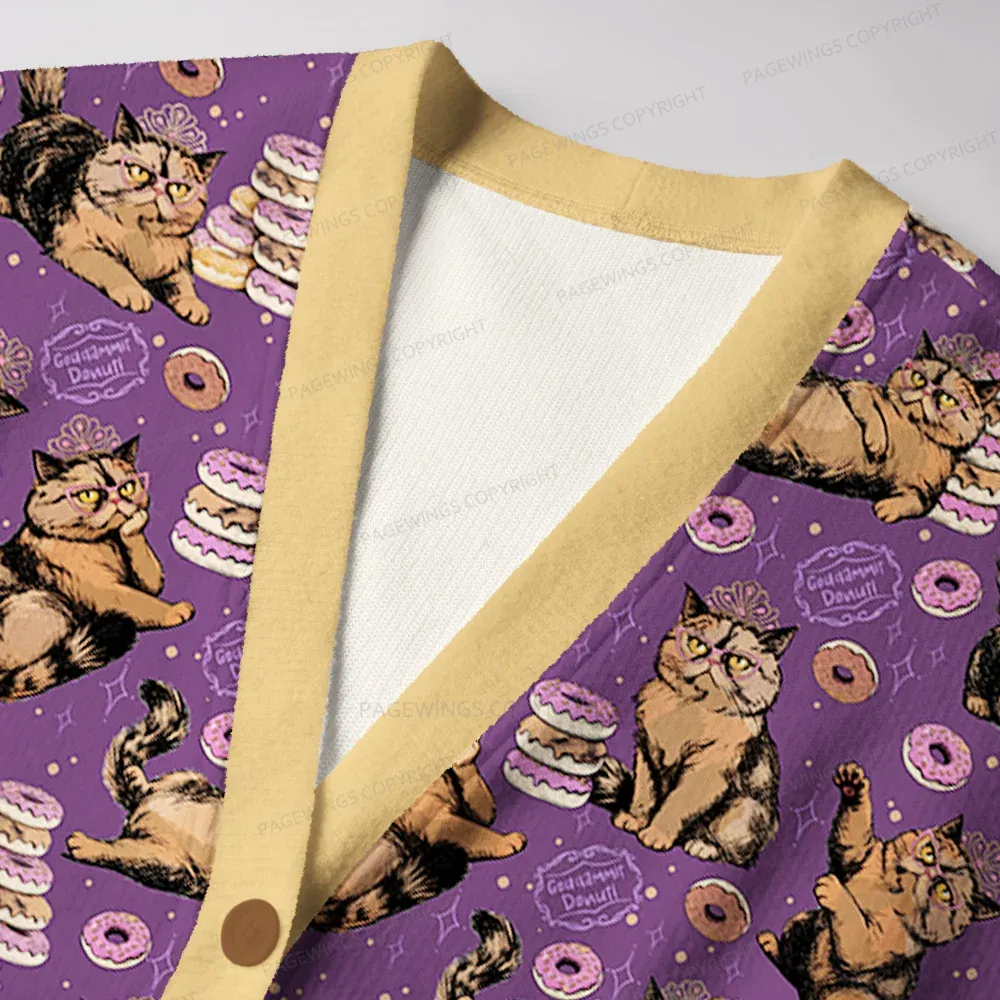 Pagewings God Dammit Donut Unisex Ugly Cardigan Sweaters