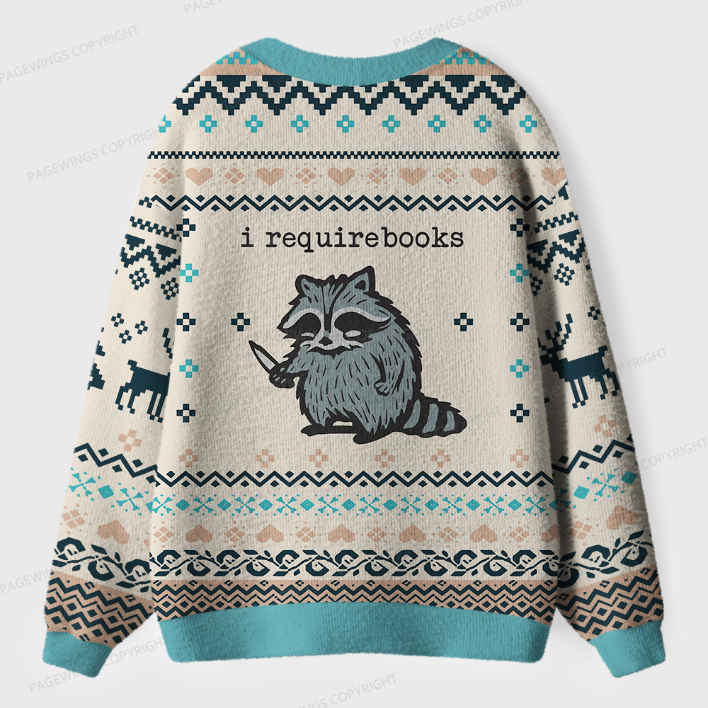 Pagewings I Require Books Unisex Ugly Cardigan Sweaters