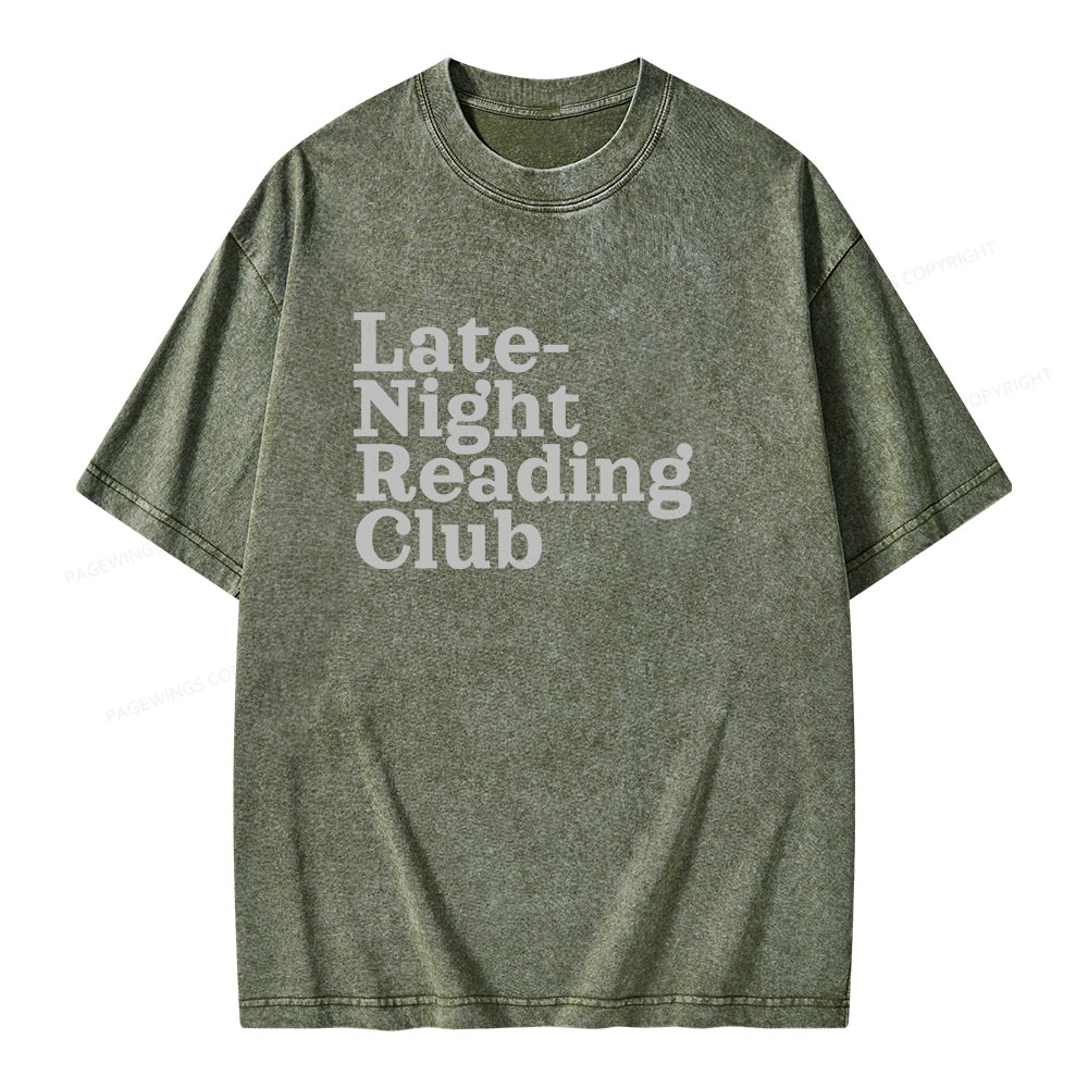 Pagewings Late-Night Reading Club Unisex Washed T-shirt