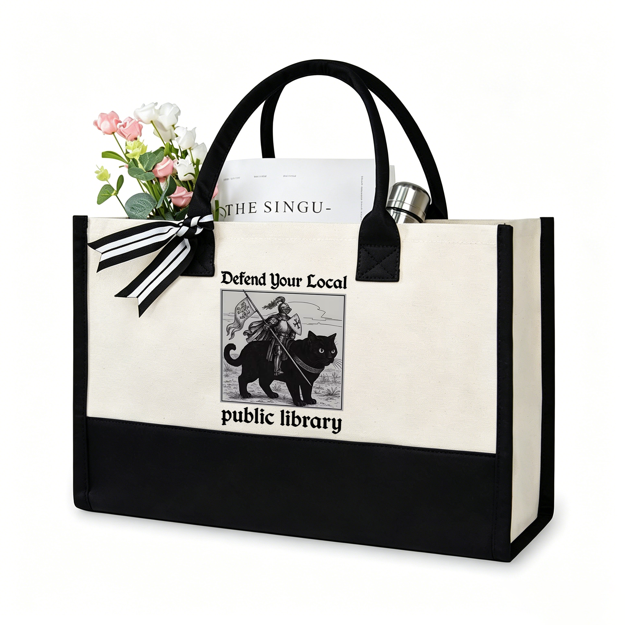 Pagewings Defend Your Local public library12628 Large Tote Bag