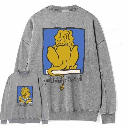 Pagewings Vintage New York Library Tee Unique Find Unisex Bookworm Perfect Gift Unisex Washed Sweatshirt