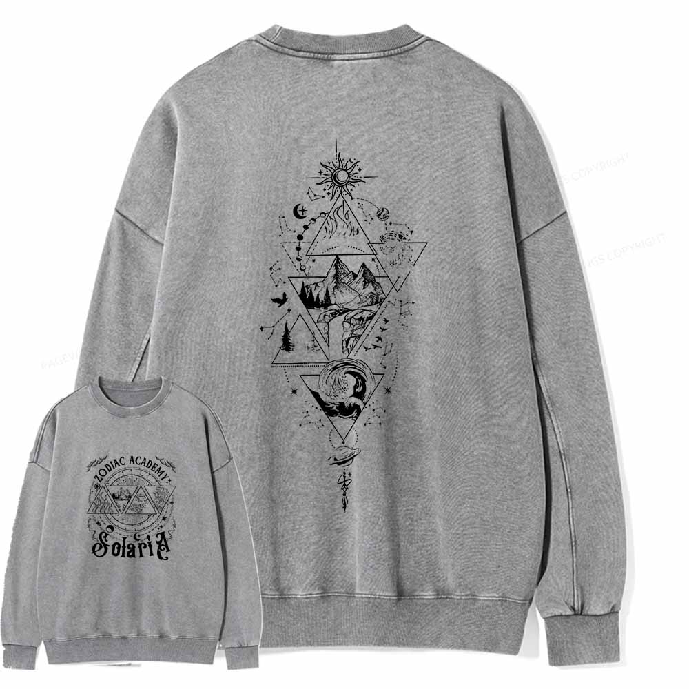 Pagewings Zodiac Academy Graphic Tee - Astrology Unisex Washed Sweatshirt