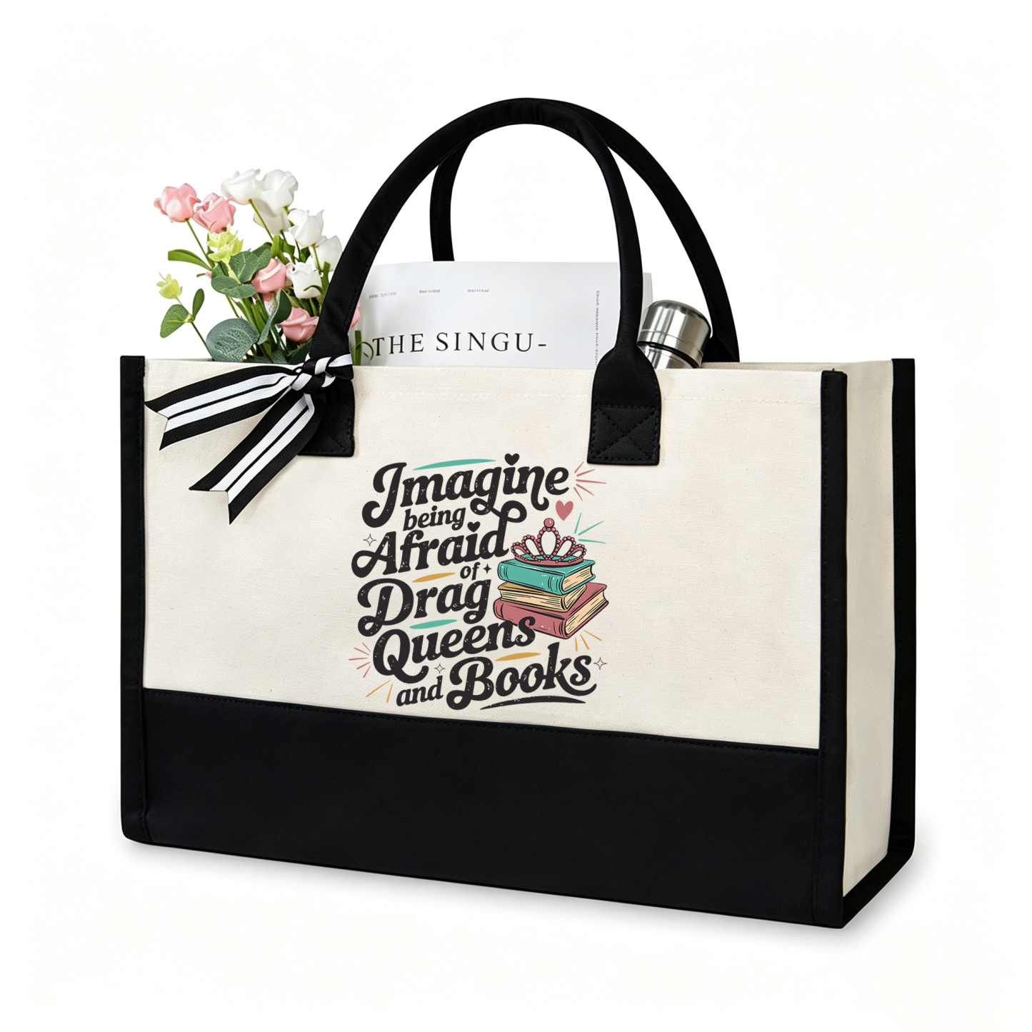 Pagewings Imagine Being Afraid Of Drag Queens And Books11701 Large Tote Bag