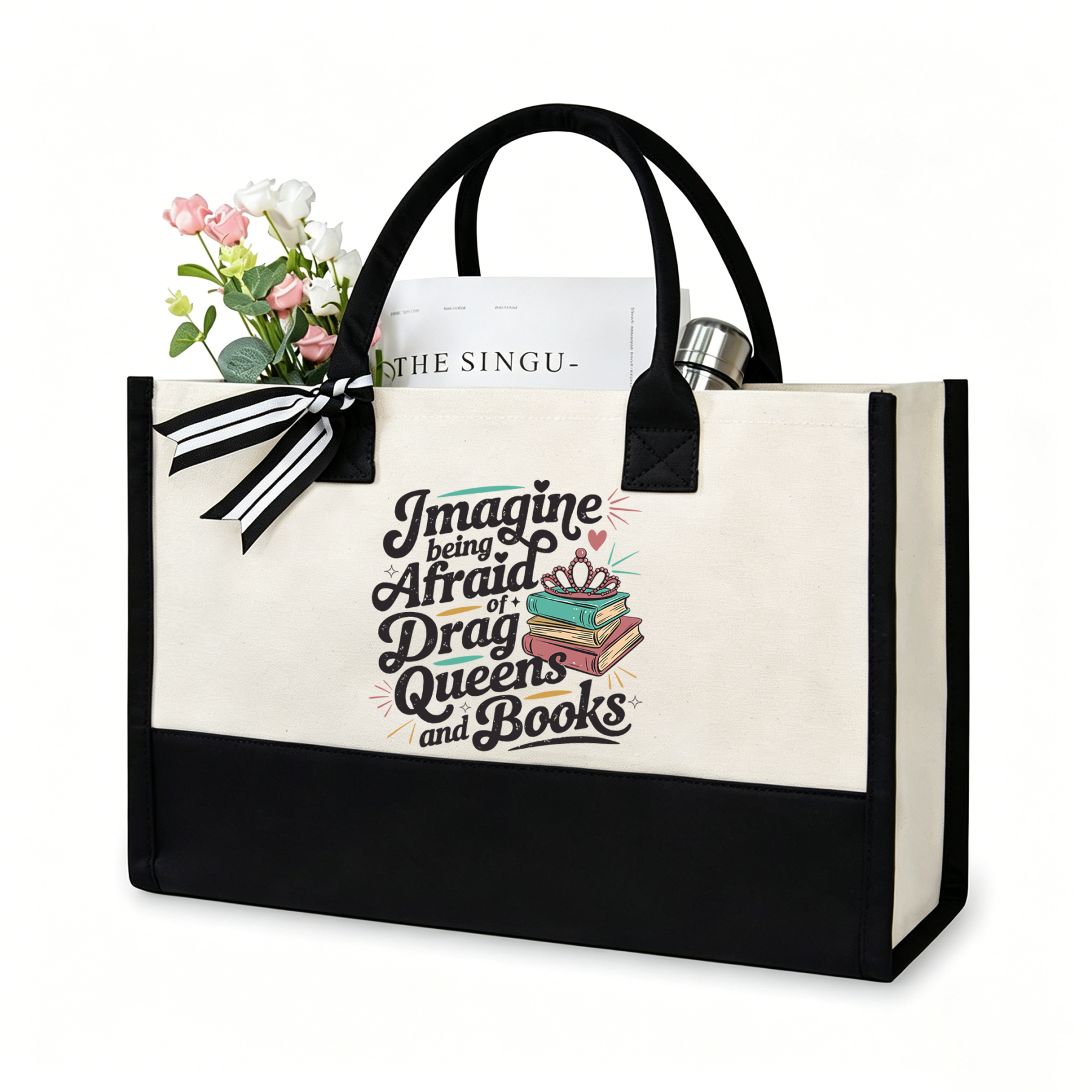 Pagewings Imagine Being Afraid Of Drag Queens And Books11701 Large Tote Bag