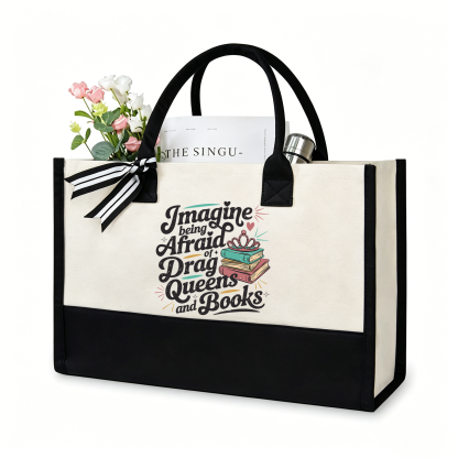 Pagewings Imagine Being Afraid Of Drag Queens And Books11701 Large Tote Bag