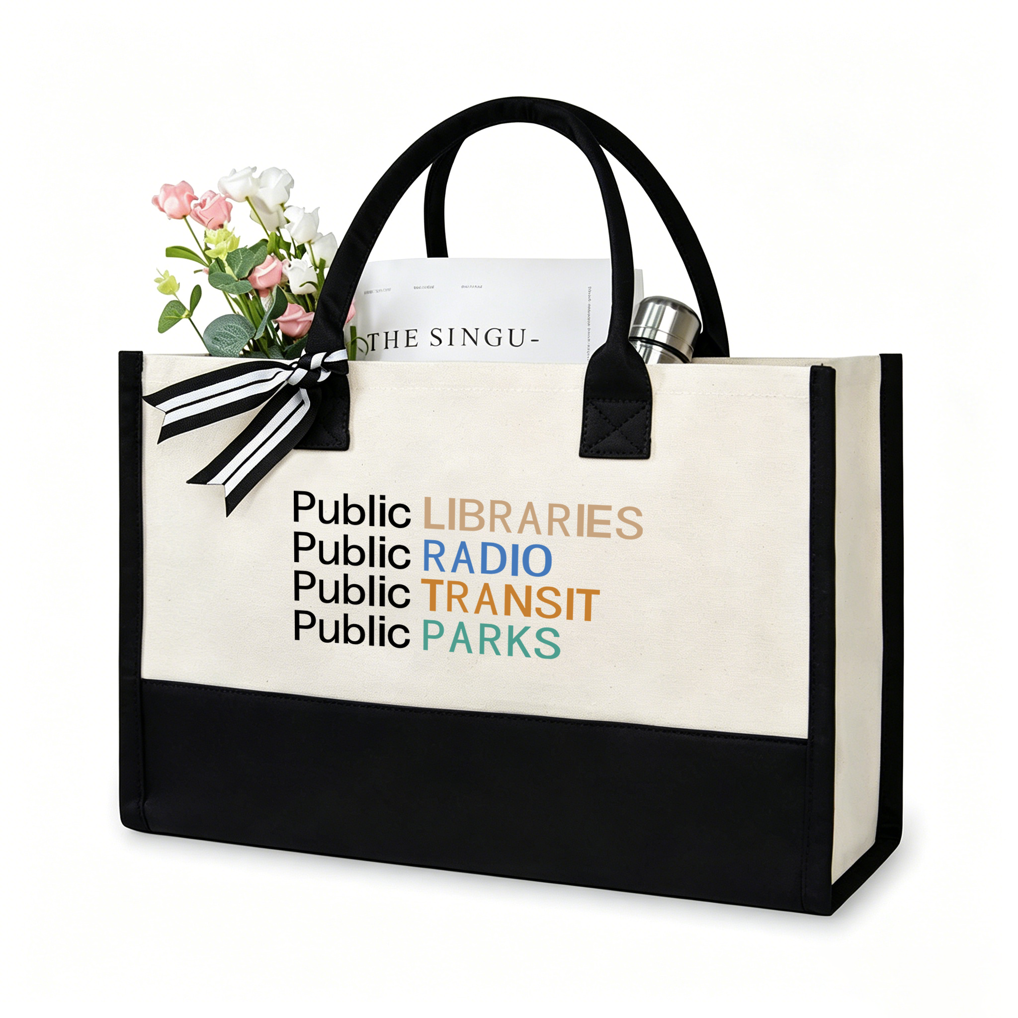 Pagewings Public Libraries Radio11558 Large Tote Bag