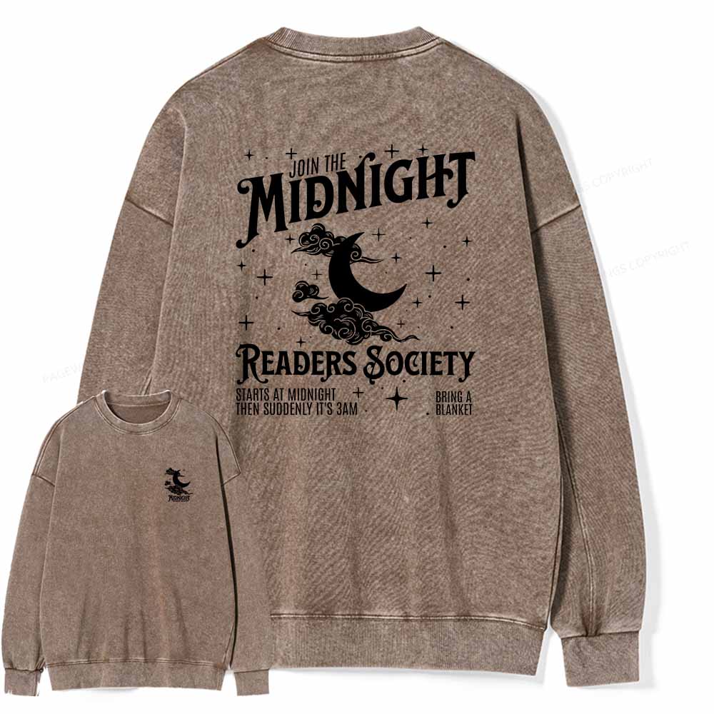 Pagewings Late night readers book club Unisex Washed Sweatshirt