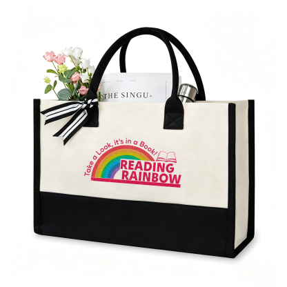 Pagewings Reading With Rainbow11479 Large Tote Bag
