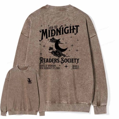 Pagewings Late night readers book club Unisex Washed Sweatshirt
