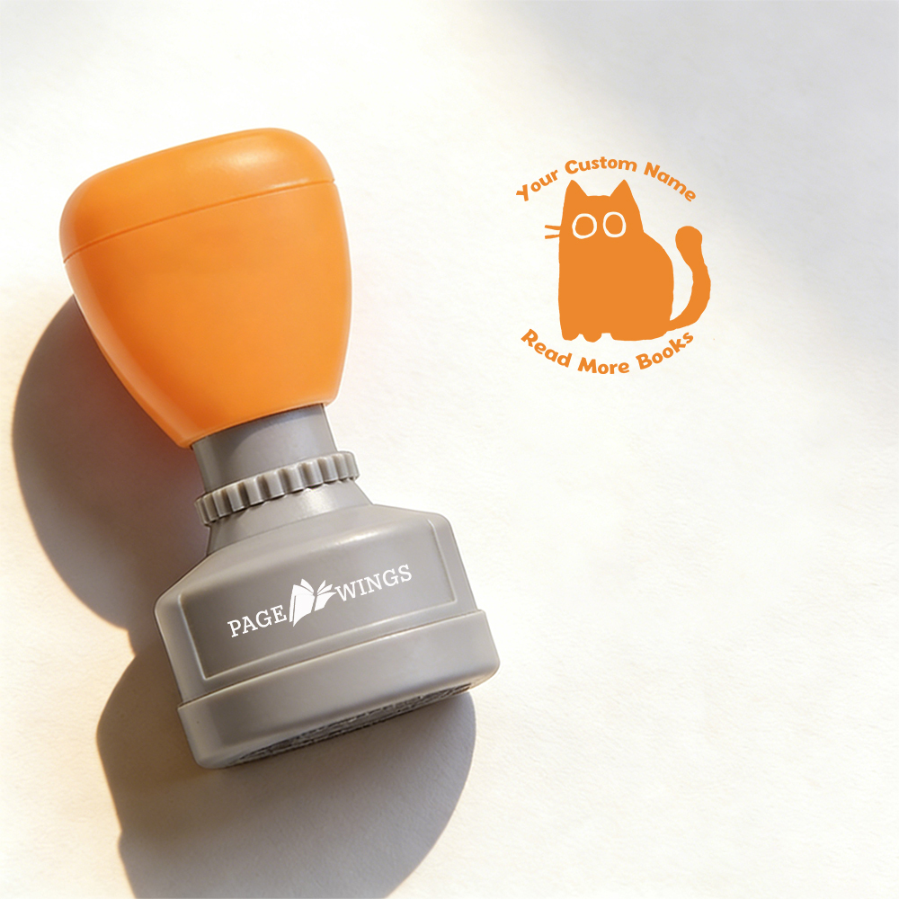 Pagewings Personalized Name Cat Books Stamp