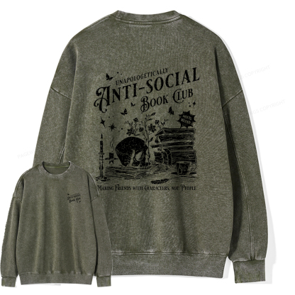 Pagewings Anti-social Book Club Comfort Colors Shirt Unisex Washed Sweatshirt