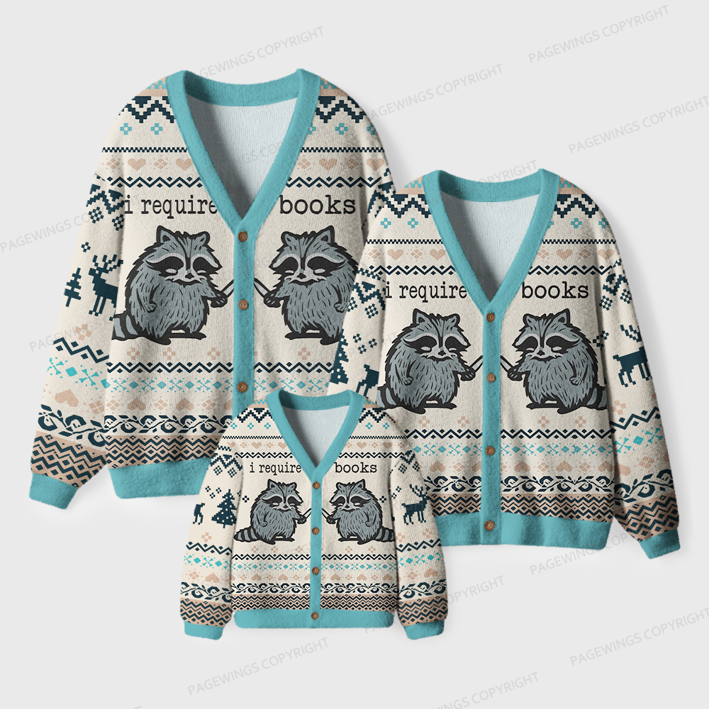 Pagewings I Require Books Unisex Ugly Cardigan Sweaters