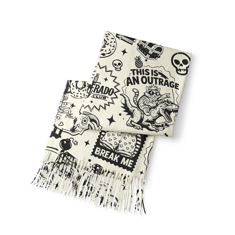 Pagewings Sci-fi Cat Long Fringe Scarf
