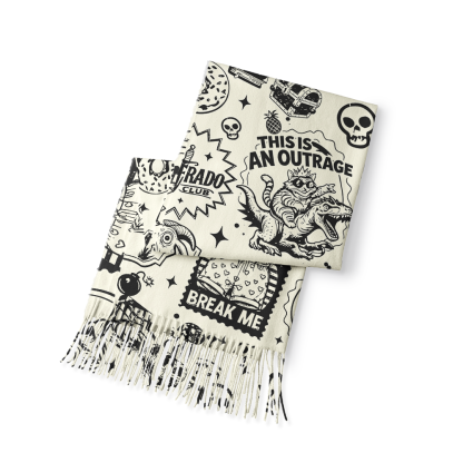 Pagewings Sci-fi Cat Long Fringe Scarf