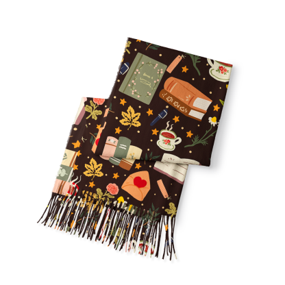 Pagewings Autumn Reading Long Fringe Scarf