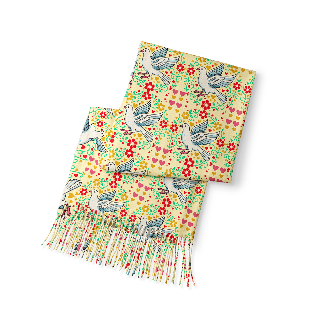 Pagewings Library Stamp Long Fringe Scarf