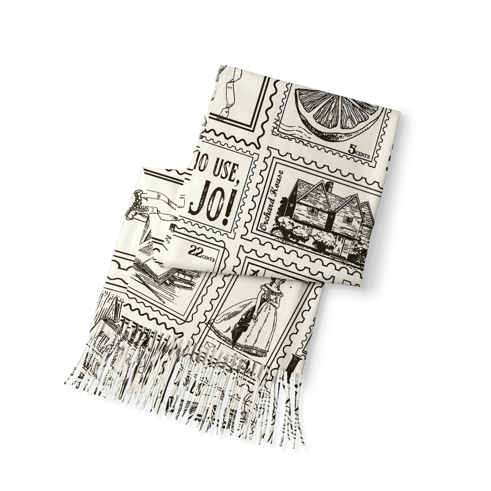Pagewings Vintage Literature Long Fringe Scarf
