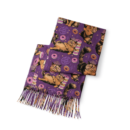 Pagewings Sci-fi Cat Long Fringe Scarf