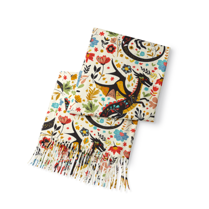 Pagewings Fantasy Bookish Long Fringe Scarf