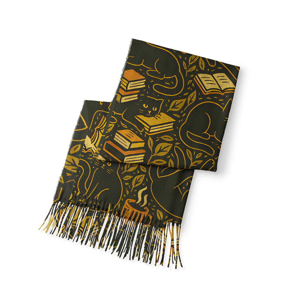Pagewings Autumn Reading Long Fringe Scarf