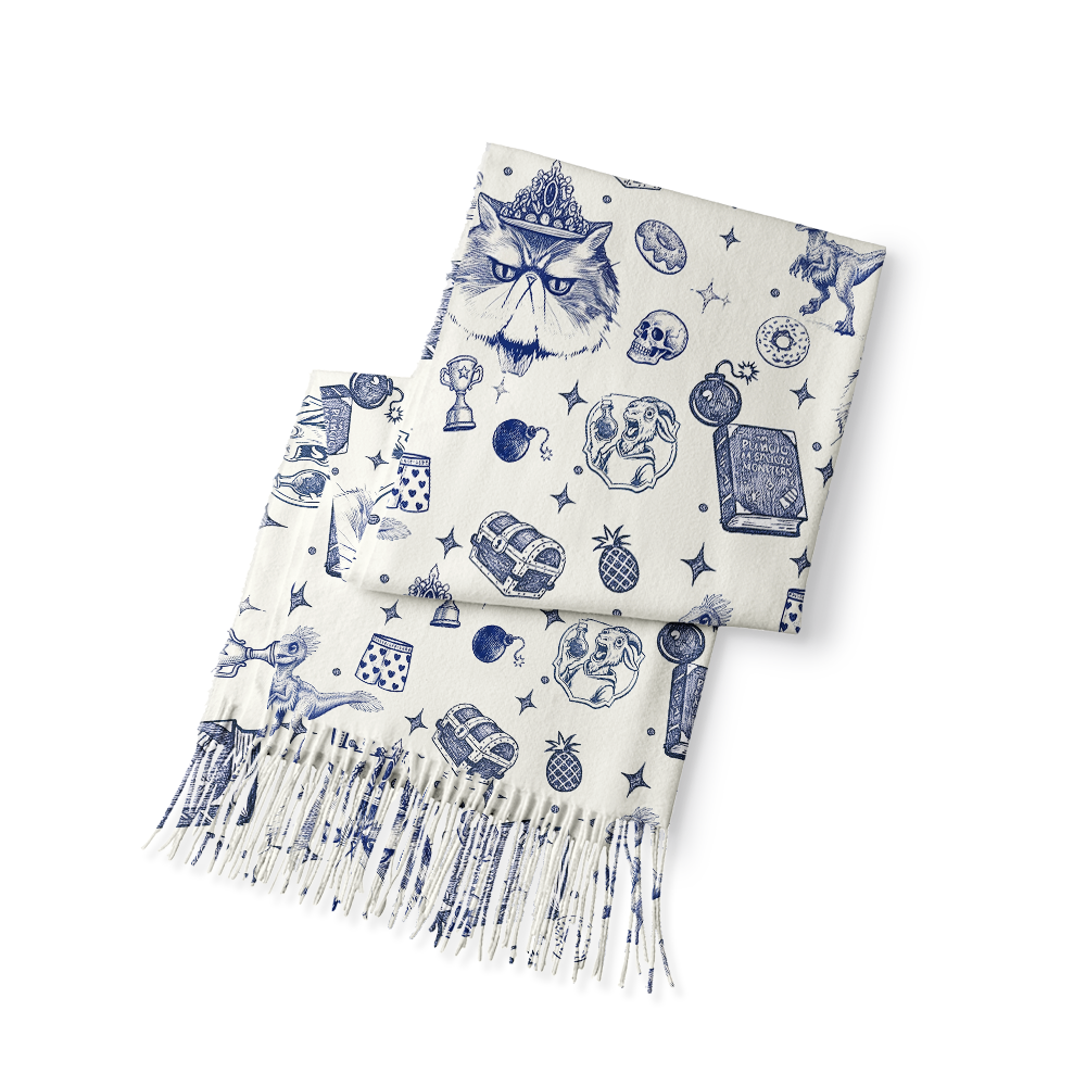 Pagewings Sci-fi Cat Long Fringe Scarf