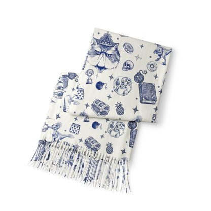 Pagewings Sci-fi Cat Long Fringe Scarf