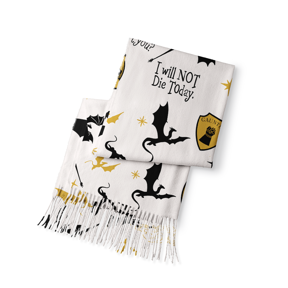 Pagewings I Will Not Die Today Long Fringe Scarf